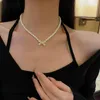 Chokers Coquette Aesthetic Pearl Necklace Korean Fashion Choker Planet Heart Pendant Y2k Accessories Cool Girl Hip Hop Jewelry 231109