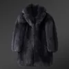Pelliccia da uomo in finto inverno Abbigliamento originale Giacca da uomo Cappotto grigio scuro Cappotto lungo reale 231108
