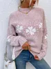 Women's Sweaters Christmas Turtleneck Women's Sweater Fashion Knitted Long Sleeve Tops Casual Pink Pullovers Autumn Winter In Knitwears 231108