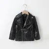 Jackets Boys Girls Spring Motorcycle Faux Leather With Oblique Zipper