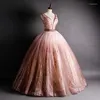 Vestidos de fiesta Sexy con cuello en V Vestido para quinceañeras Lentejuelas con cuentas de lujo Sin mangas Dulce Vestido de fiesta Vintage Tallas grandes