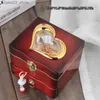 Scatole di gioielli Scatola musicale rotante ballerina per scatole di gioielli per bambini Anello Collana Organizzatore di stoccaggio Cassetto con specchio Decorazione della casa Q231109