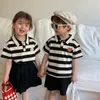 Ensembles de vêtements frère soeur vêtements assortis enfants garçon chemises shorts 2 pièces costume coréen fille jupe tenues décontracté enfants