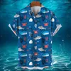 Camisas casuais masculinas 2023 animal de manga curta moda oceano 3d impressão havaiana camisa oversized roupas tops para homens