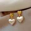 Oorknopjes Korea Mode-sieraden 14K goud Tweekleurig gegalvaniseerd geborsteld Liefdeshanger Elegante dagelijkse werkaccessoires voor dames