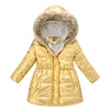 Children's Cotton-padded Coat Winter New Children's Long Cotton-padded Jacket for Boys and Girls Bright-faced Thick Hooded Fur Collar Cotton-padded Coat