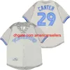 Koszulki baseballowe 29 Joe Carter 27 Vladimir Guerrero Jr. Vintage 1992 1993 1997 Home Away Away Blue Grey White Button P