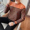 Sweaters voor heren 2023 Autumn Winter Striped gebreide trui voor mannen Lange mouw Slim Fit Round Neck Casual Business Pullover Clothing