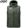 Cykeljackor Män ärmlösa ner västar Solid Hooded Vest Moto Poc Cycling Jackets Male Winter Casual Pockets Waistcoat Windproof Jacket 231109