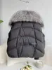 Kvinnor Down Parkas Janveny Large Real Silver Fox Fur Collar 2023 White Duck Down Jacka Women Winter Luxury Puffer Coat Oversize Feather Outwear Zln231109