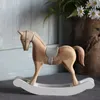 Decorative Objects Figurines Nordic Style Hand-painted Wooden Horse Rocking Tabletop Ornaments Living Room Children's Room Garden Animal Statue Decorative 231109