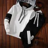 Men's Tracksuits Mens Tracksuit Warm Hooded SweatshirtSweatpants 2 Pcs Sets Winter High Quality Black White Top Or Pants Casual Jogging Clothing 231109