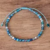 Charm Bracelets 4mm Lake Blue Agate Beads Dainty Bracelet Gemstone Cord Braided Tibetan Adjustable Friendship Women Jewelry Dropship