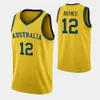 Fiba Patch Australia 13 サム・フローリング バスケットボールジャージー ナショナル 10 ミッチ・マッカロン 7 ソン・メーカー 23 キアヌ・ピンダー 5 タイリース・プロクター 25 リス・ヴァーグ グリーンイエロージャージー