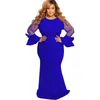 Robes de grande taille élégant Sexy soirée robe longue manches maille pour les femmes femme 3xl 4xl 5xl 6xl