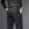 Pantalon d'hiver en polaire pour homme, tissu brossé chaud, décontracté, mode Business, coupe cintrée, extensible, velours épais, coton, 28-38