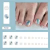 Falska naglar 24st Glossy Toe Press-on Nail Cooling Style återanvändbar kort konstgjord för dagliga liv vardagliga användningar