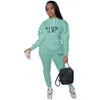 Plus Size 3XL Women Pink Hooded Tracksuits Two Pieces Pants Set Spring Deisgner Letter Printed Hoodie Sweatpants Sweatsuits Fall Clothes