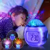 Nachtverlichting LED-muziekwekker Nachtkastje Licht Sterrenhemel Projectie Kleurrijk met thermometer Snooze-functie Woondecoratie