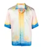 Nya 23SS Casablanca Designer Shirt Lucid Dreams Island Scenery Quality Satin Short Sleeve Shirt Män och kvinnor Casablanc