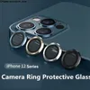 كاميرات زجاجية مُبرء في فيلم iPhone 12 Pro Max Metal Ring Glass Full Cover Cover Camera Lens For iPhone 12mini 11 Pro Protection Cap