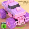 Voiture électrique/RC rose Rc voiture électrique tout-terrain 2.4G grande roue haute vitesse violet télécommande camions filles jouets pour enfants 231108