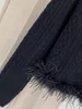 Женские свитера 2023, женский модный сексуальный повседневный свитер с длинным рукавом и круглым вырезом, кашемировый вязаный свитер из страусиных волос 1009