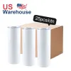20 oz süblimasyon Tumbler Blanks Beyaz 20oz düz paslanmaz çelik çift duvar yalıtımlı bardaklar Kahve içecekleri için bireysel kutu plastik saman g1116