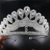 Haarclips Bruiloft Bridal Tiaras Princess Crowns Trendy Cubic Zirconia Water Drupps Pageant Headpieces Zirkon Party Prom Accessories