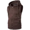 Men's Vests Mens Hooded Sleeveless Zip Casual Sweatshirt Hoodies Summer Autumn Solid Color Cotton Jacket Vest Waistcoats Top 231109