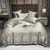 Set di biancheria da letto Stile europeo Ricamo di lusso Nobile Matrimonio 600TC Set di raso di cotone Copripiumino Lenzuolo Federa Queen King