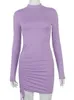 Basic Casual Jurken Lange Mouw Ruches Bodycon Jurk Dames Coltrui Bandage Mini Herfst Zwart Skinny Stretch Party Vestidos 231109