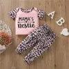 衣類セット0-24m幼児の女の子ヒョウ柄の衣装Tシャツの手紙弓いいえ装飾ロングパンツセットカジュアルサマー
