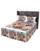 Saia de cama comida graffiti cachorro bacon elástico colcha com fronhas capa de colchão conjunto de cama lençol