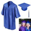 Dopklänningar Bachelor Kids Graduation Children's College Uniform Kindergarten Fancy School Unifrom Stage Performance Gown Hat Student Set 230408