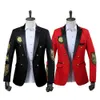 Mens Suits Blazers Gold Medal Embroidery Black Suit Blazer Men Double Breasted Military Jacket Stage Prom Show Singer Costume Homme XXL 231109