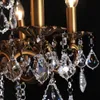 Vintage Crystal Chandeliers Home Bronze Island Indoor Lighting 8 Candle Pendant Rectangle Hanging Ceiling Fixture for Dining Living Room Kitchen Entry