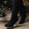 Boots Boot Cowboy Heels Western y Shoes Leather Knee High Long Elegant Designer Plus Size Rock Pole Dance Brown 231109
