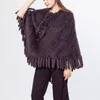 Kadınlar Kürk Sahte Lady Natural Real Gorkict Mink Poncho Fırfında Tassles ile Çiçek Cape Şal 2023 Moda Örgü Sarma