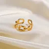 Bandringe Großhandel Twisted Link Chain Offene Ringe Edelstahlschmuck 18 Karat vergoldet Verstellbare Fingerringe für Frauen Partygeschenk 231109