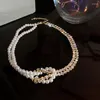 Chains Korean Fashion Pearl Crystal Choker Necklaces For Women Short Chain Rhinestone Statement Party Jewelry Beautiful Gift