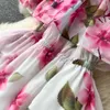 Robes décontractées rose nouveau décontracté une ligne à manches courtes solide mince pleine dame robe en mousseline de soie taille haute pull mi-mollet femmes robes 2023