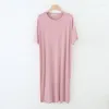 Kvinnors sömnkläder 2023 Summer Woman Dress Korean Fashion Round Neck Modal Cotton Short Sleeve Medium Length Homewear Night Gown Women