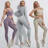 Ensembles actifs 3 pièces sans couture Fitness femmes Yoga costume gymnastique Push Up vêtements d'entraînement Sport ensemble rembourré soutien-gorge de Sport taille haute Legging vêtements de Sport