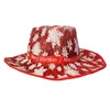 Bérets Christmas Cowboy Hat Merry Snowflake Imprimé taillé Western Feather Wide Brim Jazz Year Party Cap