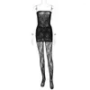 Dames Tweedelige broek Zwart Rood Kant Doorzichtig 2-delige set Mode met leggings Bijpassend 2023 Zomer Club Feestjurken Outfit