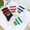 Men's Socks 2022 New RRR123 Striped Medium Tube Cotton Tidal High Street Sports Ins for Men and WomenWF8X