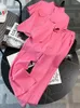 Женские футболки, модные розовые брюки, комплект из двух предметов для женщин, лето 2023, топы на молнии с короткими рукавами, повседневные брюки с эластичной резинкой на талии, спортивные черные