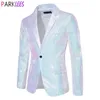 Mäns kostymer blazrar glänsande vit paljett glitter blazer för män en knapp krage smoking jacka mens bröllop brudgum part prom scen dräkt homme 231108