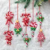 Christmas Decorations 1pcs Christmas Tree Ornament Soft Clay Red White Candy Cane Santa Claus Elk Lollipop Pendant Family Year Gift Christmas 231109